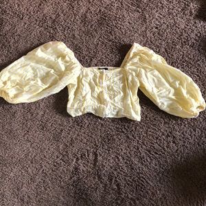 Yellow pirate sleeve crop top
